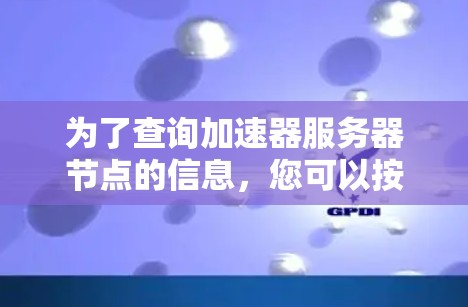 为了查询加速器服务器节点的信息，您可以按照以下步骤操作