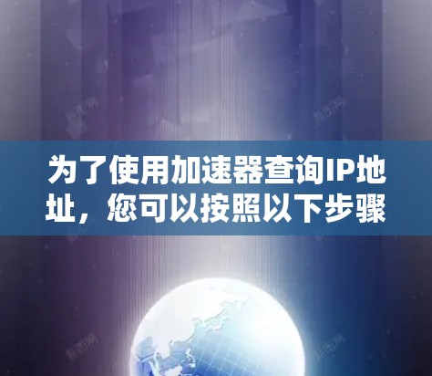 为了使用加速器查询IP地址，您可以按照以下步骤进行操作